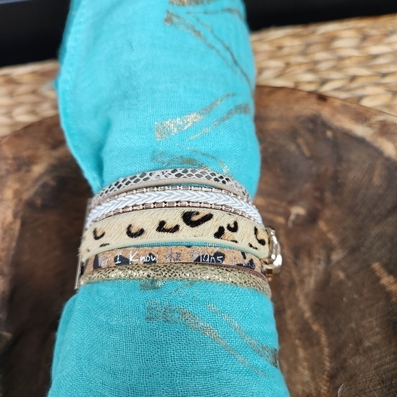 Multiple Strand Christian Goldtone Magnetic Closure Bracelet - Picture 4 of 7